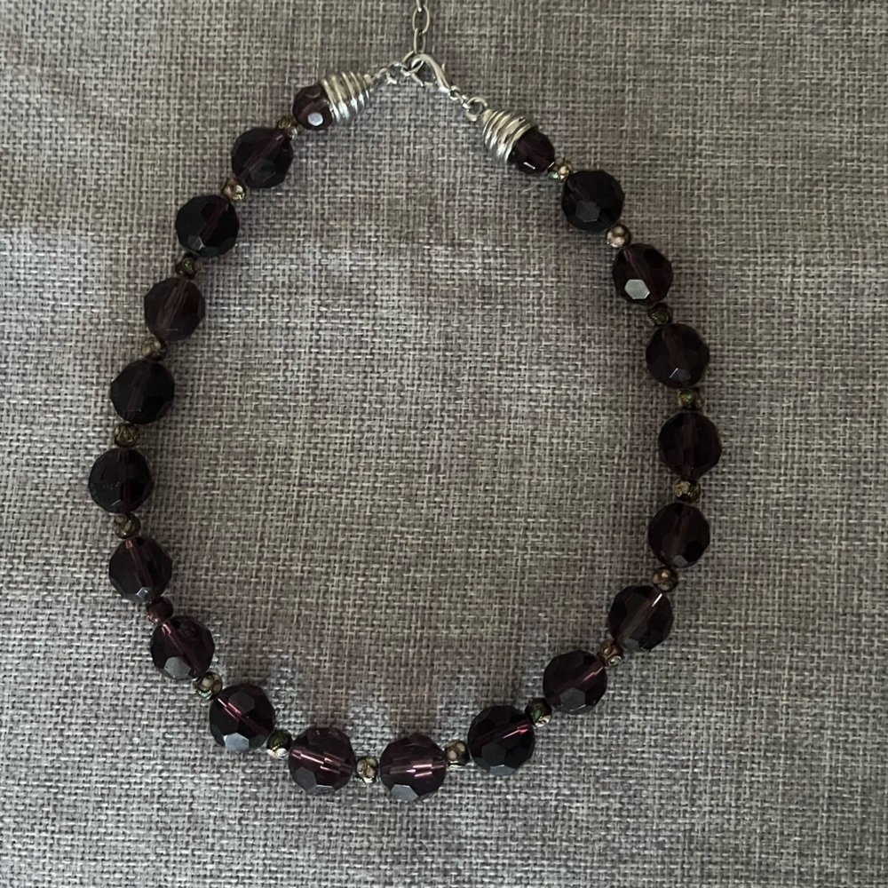 Vintage Deep Purple Faceted and Cloisonné Accent Beads Necklace & Earring Set - Picture 4 of 6